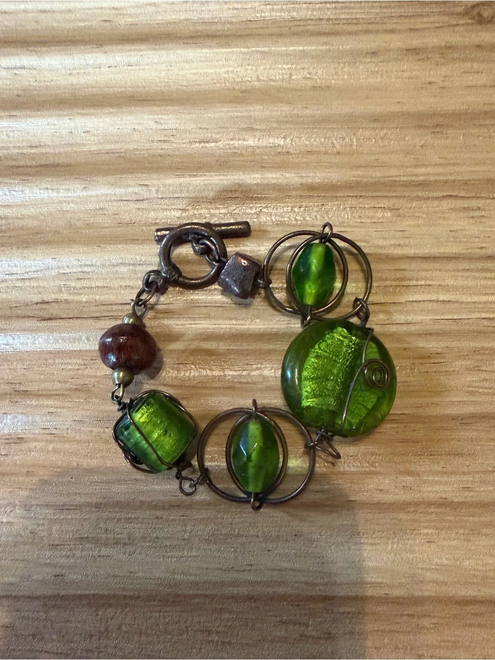 Artisan Wire Wrapped Glass Statement Bracelet